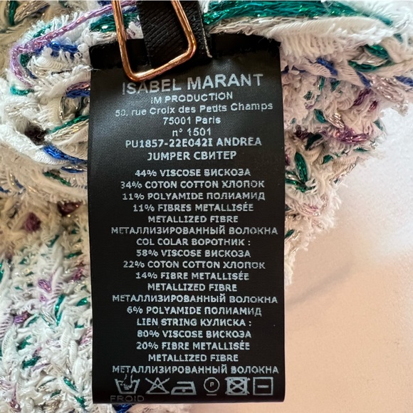 NEW NWOT Isabel Marat Andrea Open Knit Metallic Cropped Sweater Pullover Size 44 - Picture 14 of 16